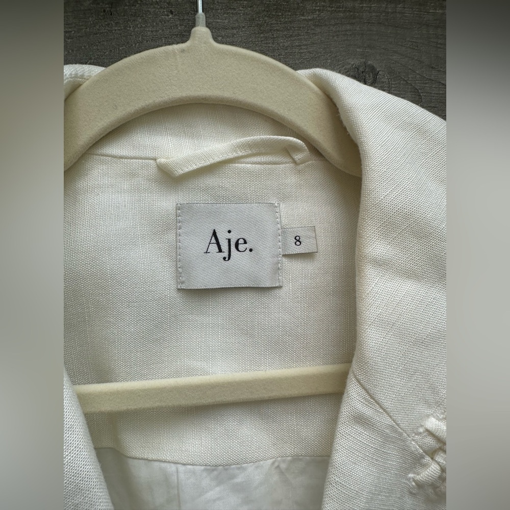 Aje Encompass Utility Mini Dress White Mini Dress with Collar and Waist Tie - Picture 5 of 8